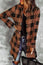 Brown Turn-down Collar Plaid Shirt Coat